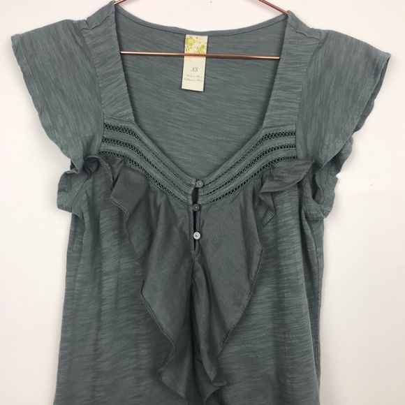 Anthropologie C. Keer Ruffle Cap Sleeve Tank XS - Picture 2 of 7